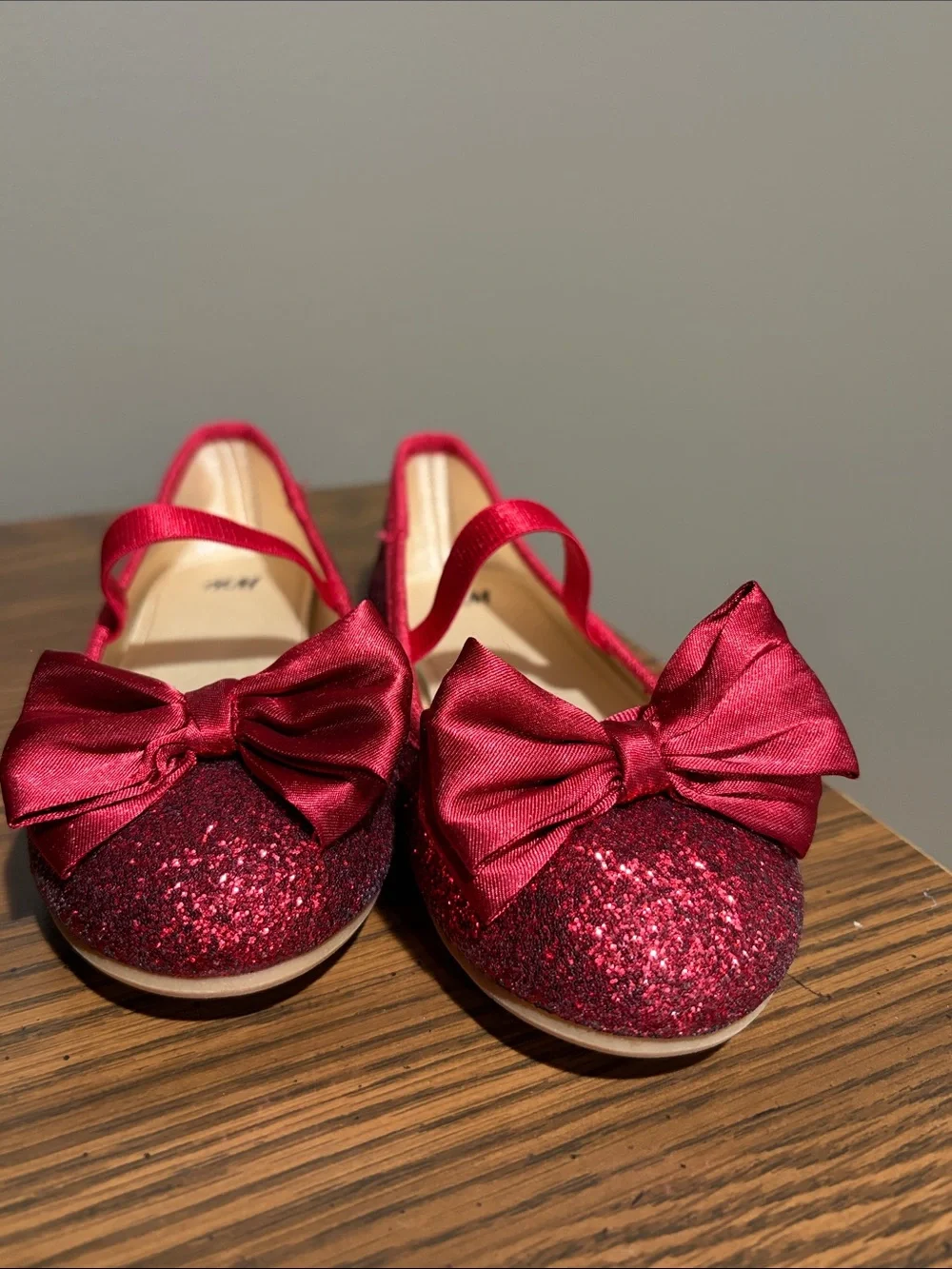 H&M Girls Sparkling Red Ballet Flats with Bow